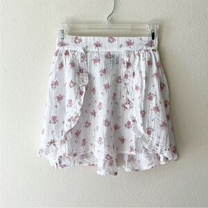 ASOS Design White Cotton Floral Ruffle Mini Skirt